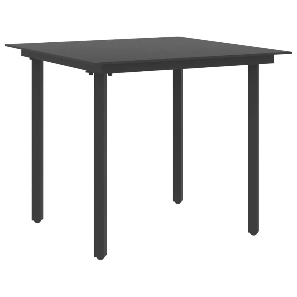 vidaXL Tavolo da Giardino Nero 80x80x74 cm in Acciaio e Vetro