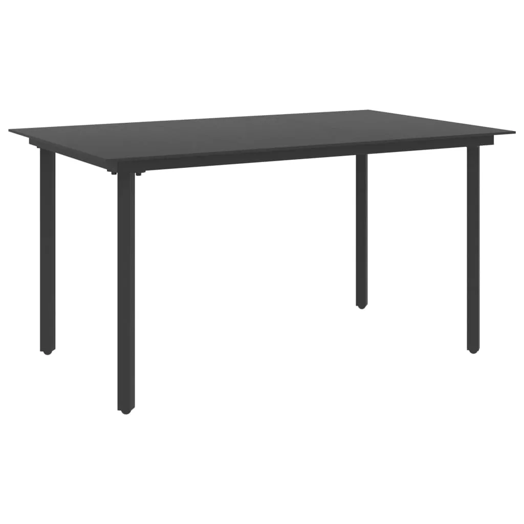 vidaXL Tavolo da Giardino Nero 150x80x74 cm in Acciaio e Vetro