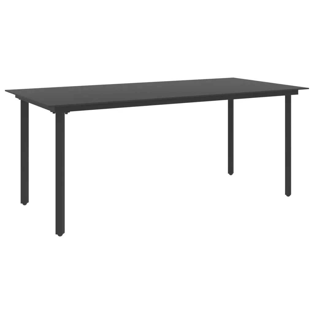 vidaXL Tavolo da Giardino Nero 190x90x74 cm in Acciaio e Vetro