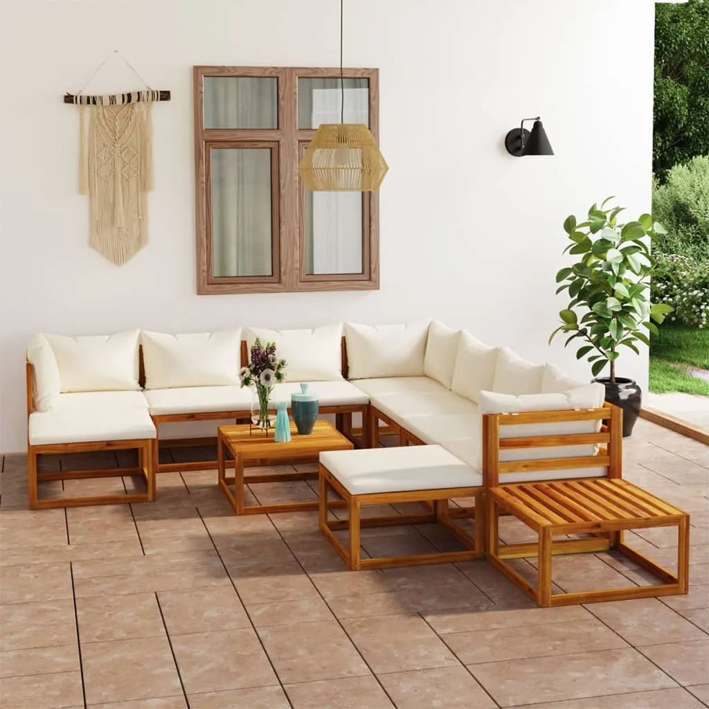 vidaXL Set Divani da Giardino 12 pz con Cuscini Crema in Legno Acacia