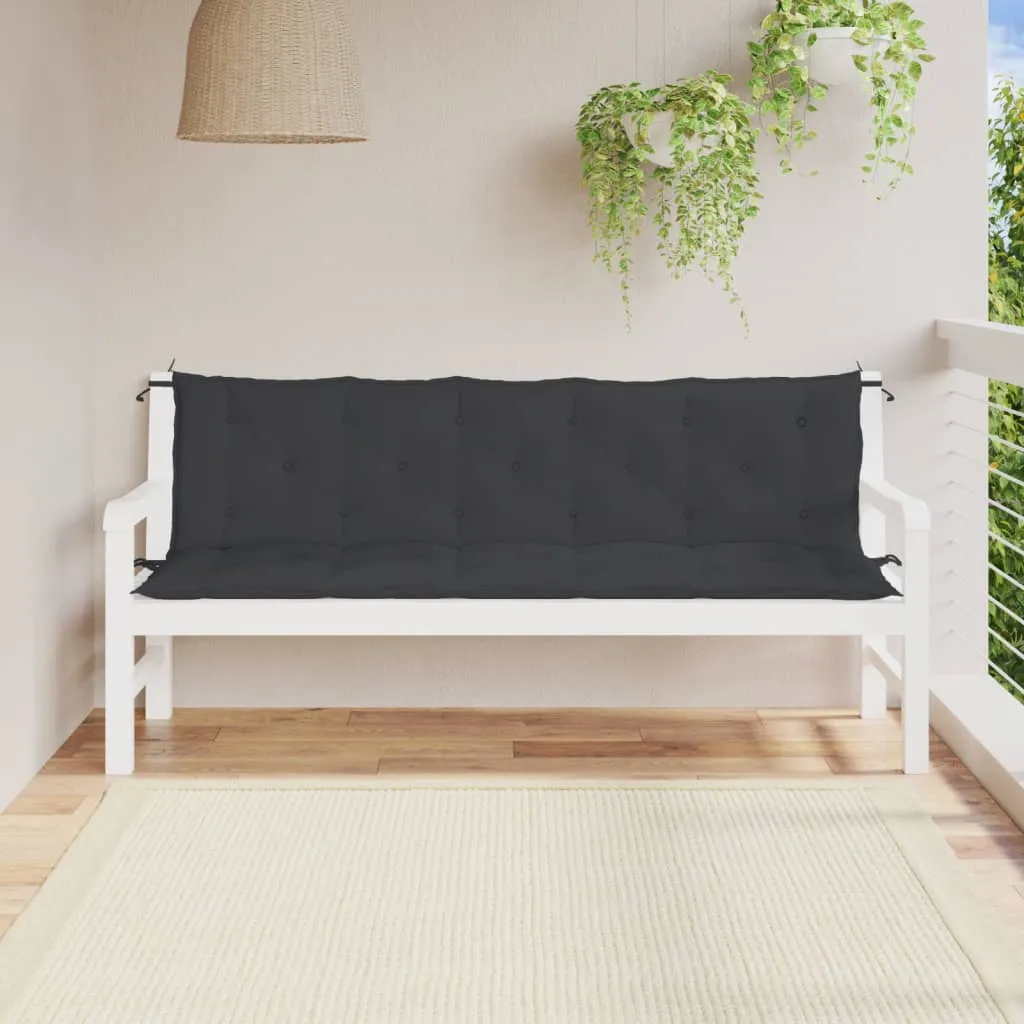 vidaXL Cuscini Panca da Giardino 2pz Neri 180x50x7cm Tessuto Oxford