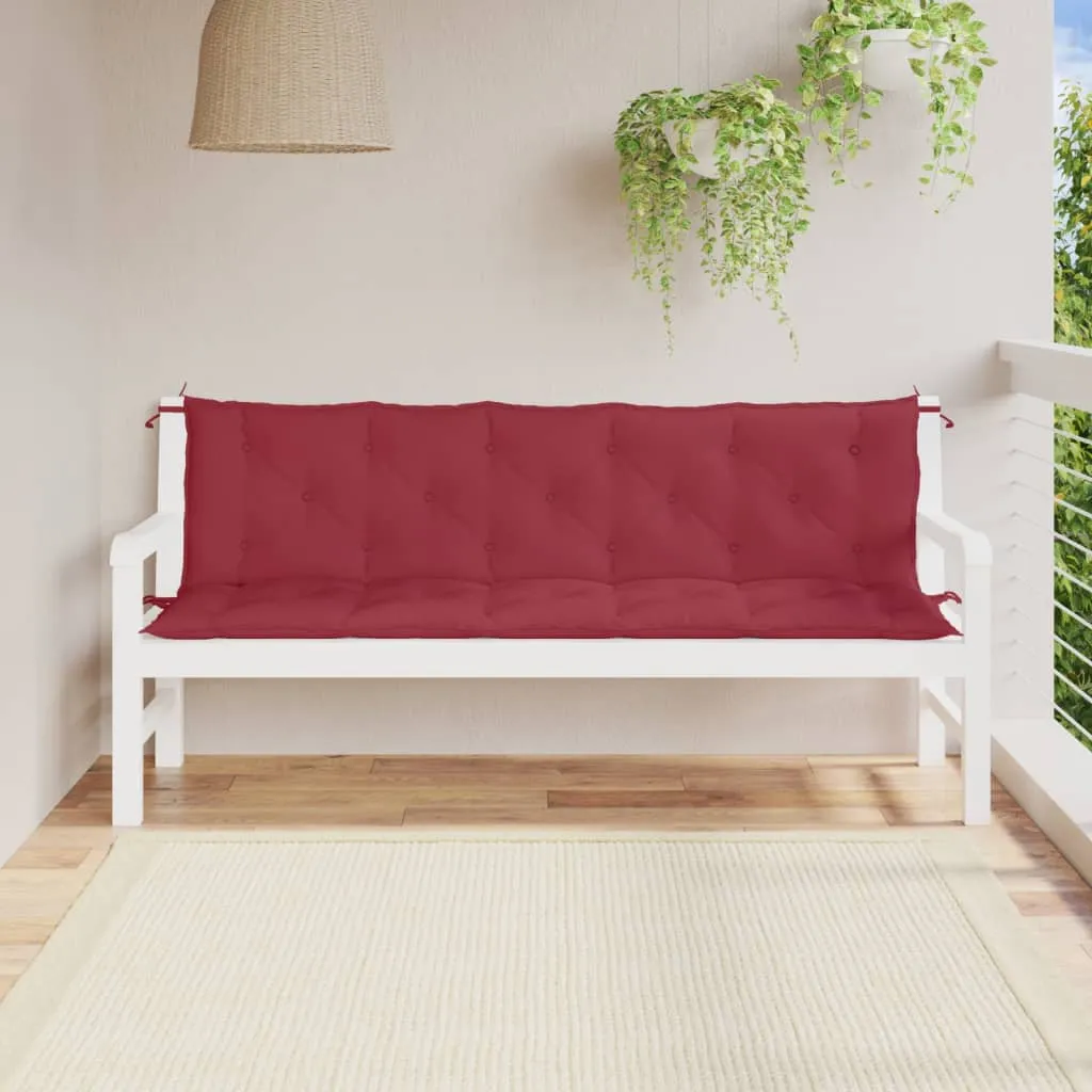 vidaXL Cuscini per Panca 2 pz Rosso Vino 180x50x7 cm in Tessuto Oxford