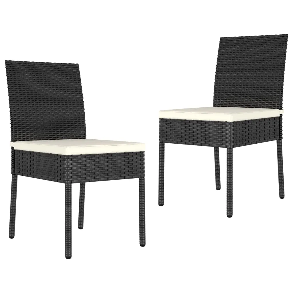 vidaXL Sedie da Pranzo per Giardino 2 pz in Polyrattan Nero