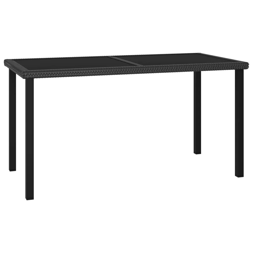 vidaXL Tavolo da Pranzo da Giardino Nero 140x70x73 cm in Polyrattan