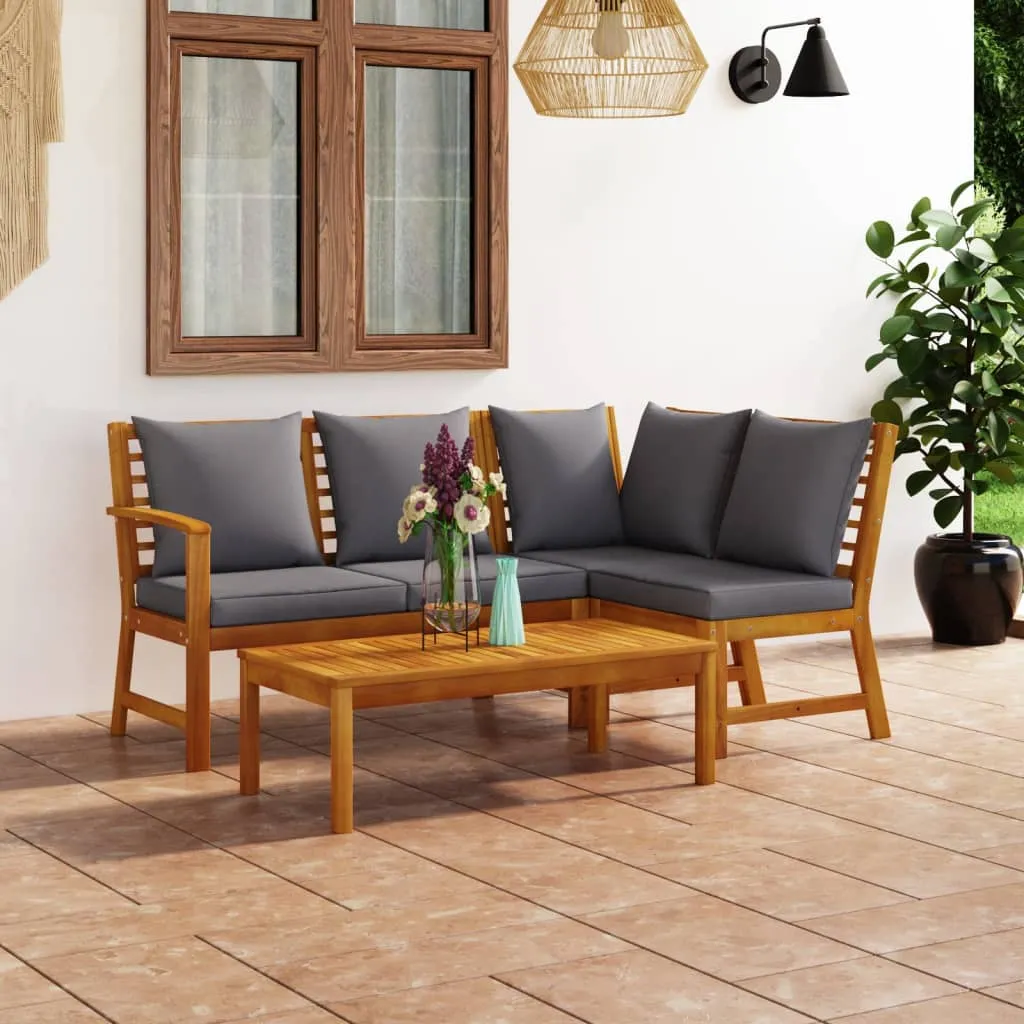 vidaXL Set Divani da Giardino 4 pz con Cuscini in Massello di Acacia