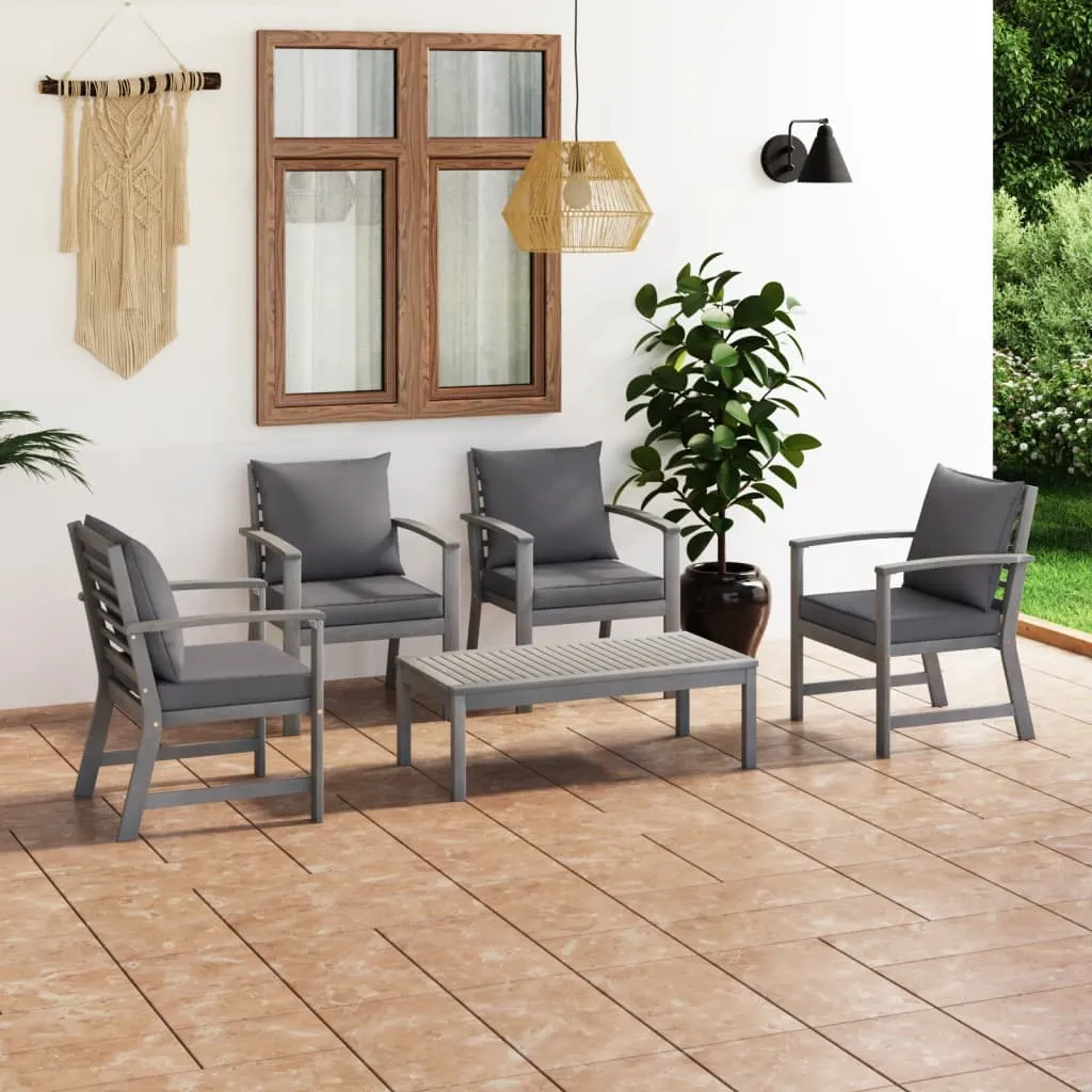 vidaXL Set Divani da Giardino 5 pz con Cuscini in Legno Acacia Grigio