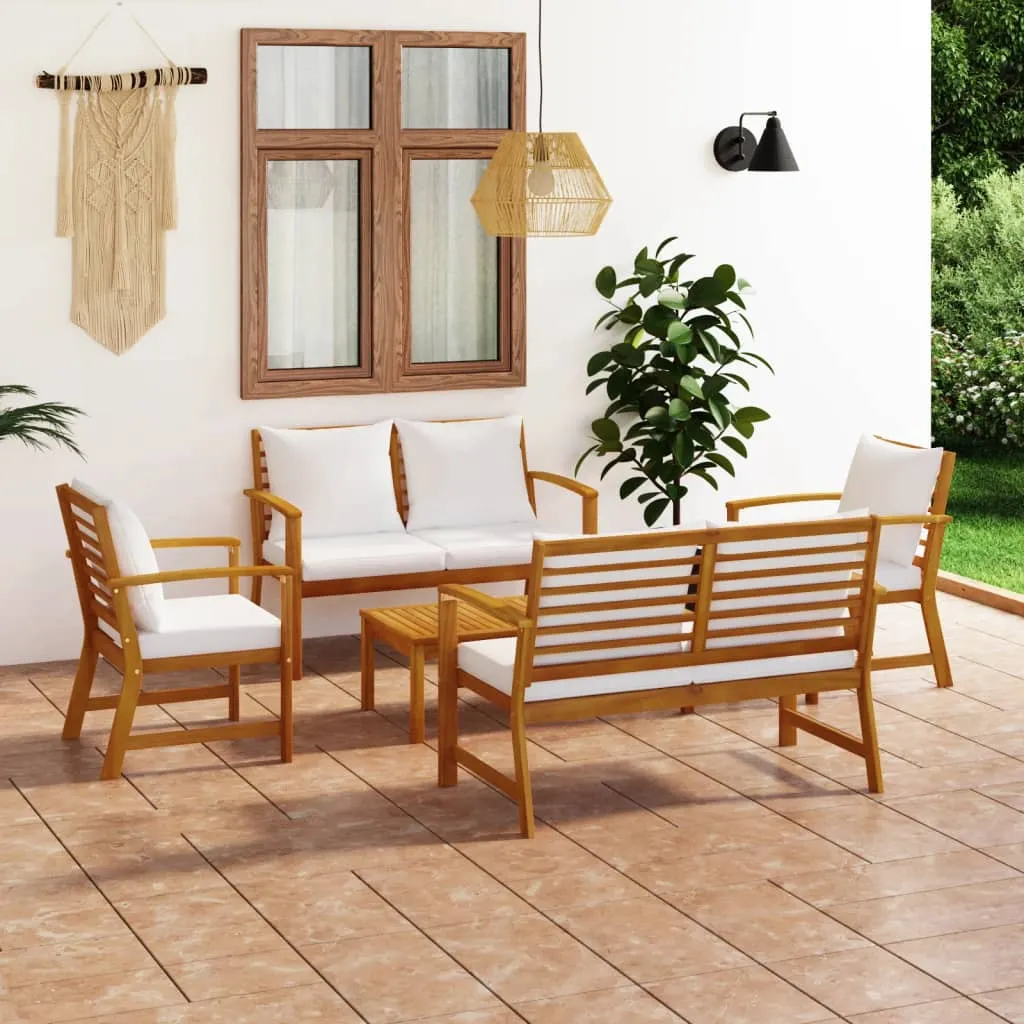 vidaXL Set Divani da Giardino 5 pz con Cuscini in Legno Acacia