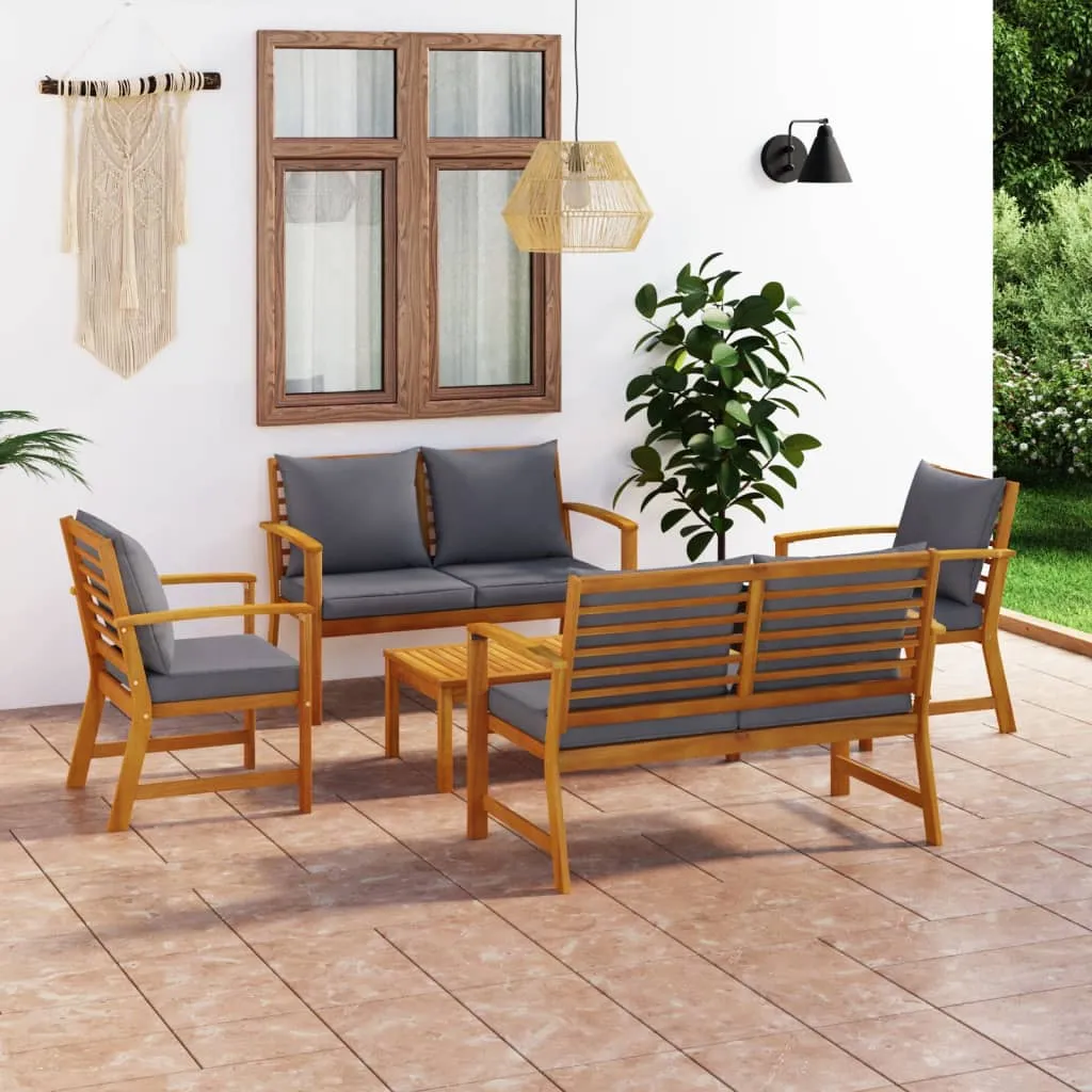 vidaXL Set Divani da Giardino 5 pz con Cuscini in Legno Acacia