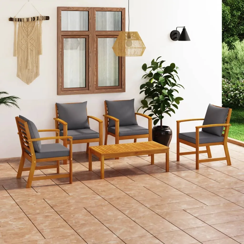 vidaXL Set Divani da Giardino 5 pz con Cuscini in Massello di Acacia