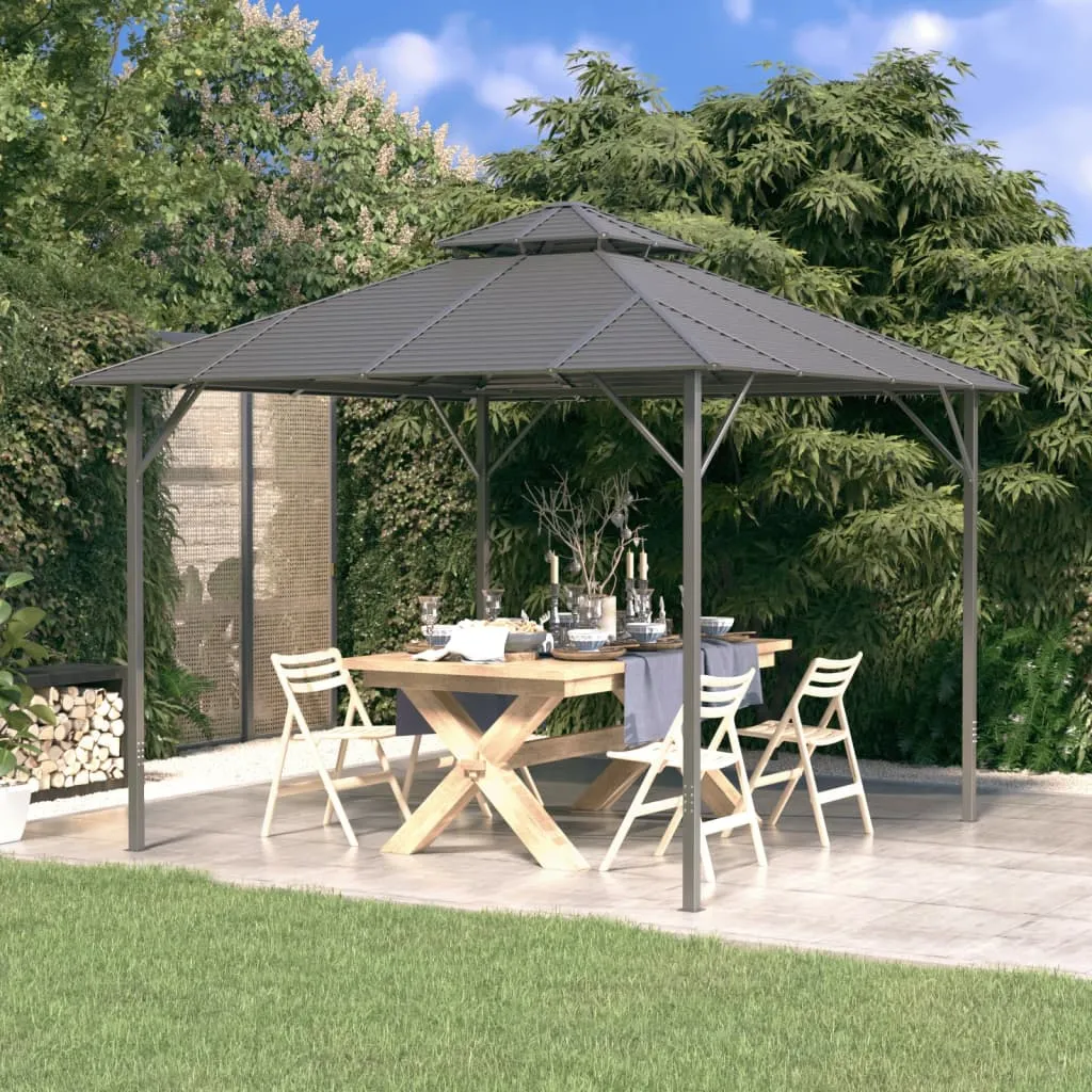 vidaXL Gazebo con Tetto Doppio 3x3 m Antracite