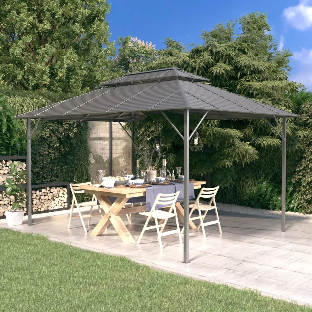 vidaXL Gazebo con Tetto Doppio 3x4 m Antracite