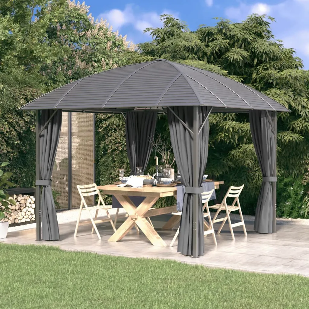 vidaXL Gazebo con Tende Laterali e Tetto ad Arco 3x3 m Antracite