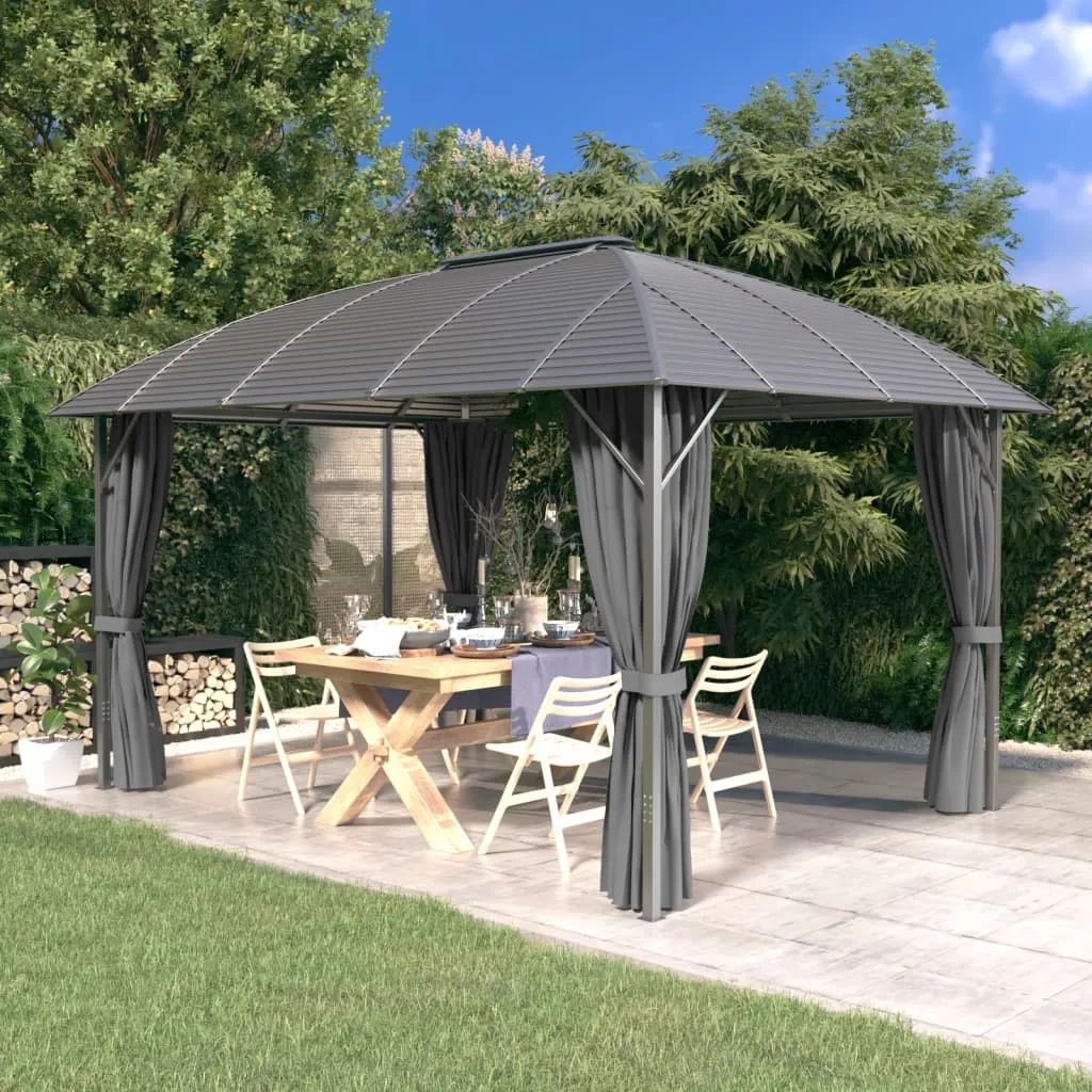 vidaXL Gazebo con Tende Laterali e Tetto ad Arco 3x4 m Antracite