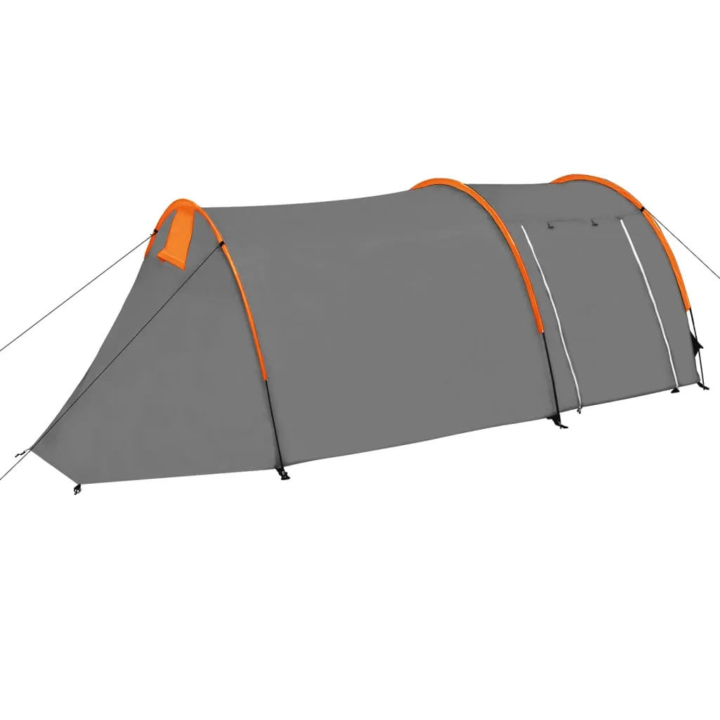 vidaXL Tenda da Campeggio 4 Persone in Tessuto Grigio e Arancione