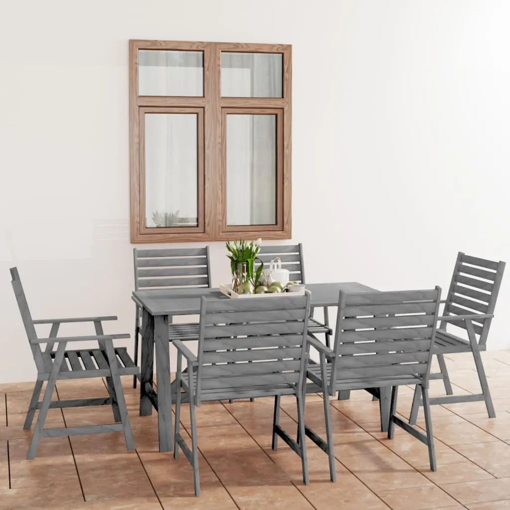 vidaXL Set Pranzo da Giardino 7 pz in Legno Massello di Acacia Grigio