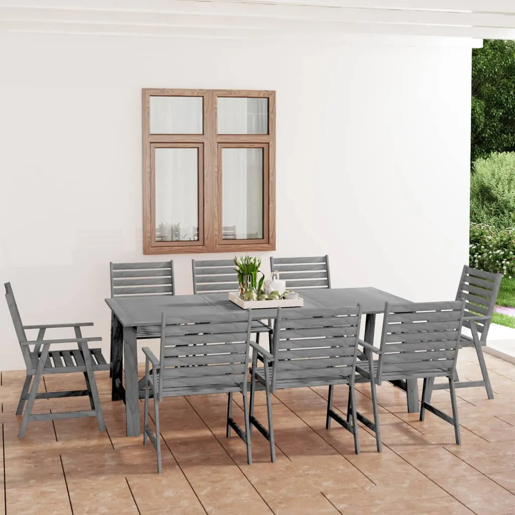 vidaXL Set Pranzo da Giardino 9 pz in Legno Massello di Acacia Grigio