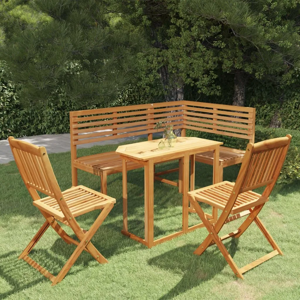 vidaXL Set da Bistrot 4 pz in Legno Massello di Acacia