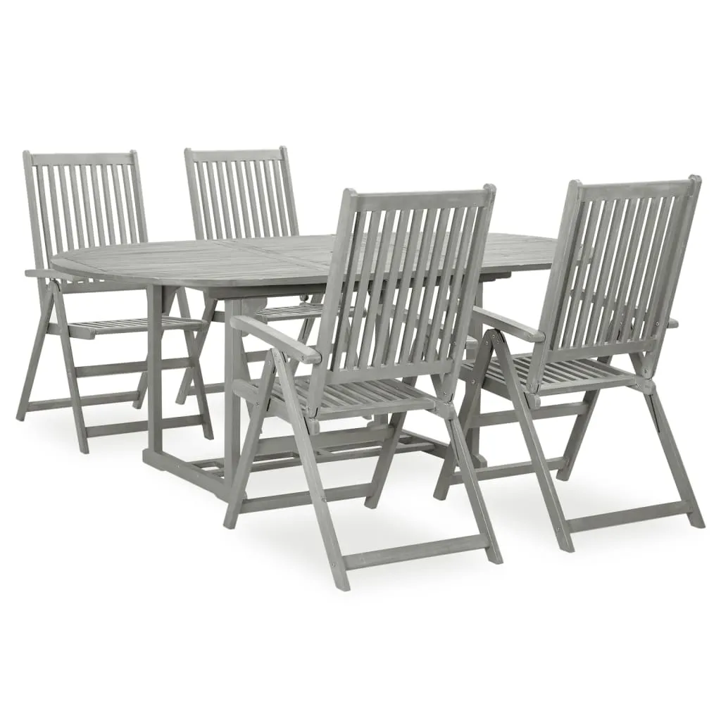 vidaXL Set Pranzo da Giardino 5 pz in Legno Massello di Acacia Grigio