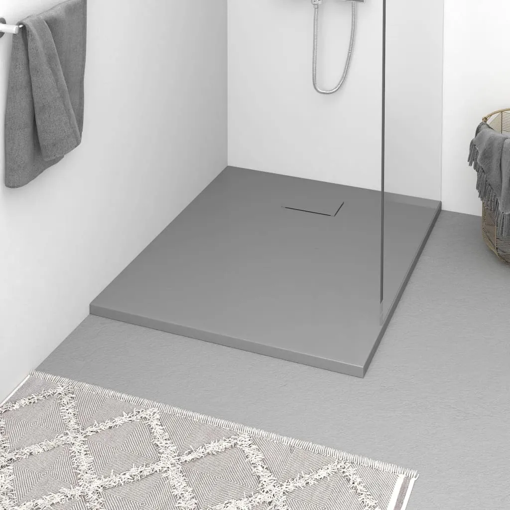 vidaXL Piatto Doccia in SMC Grigio 100x80 cm