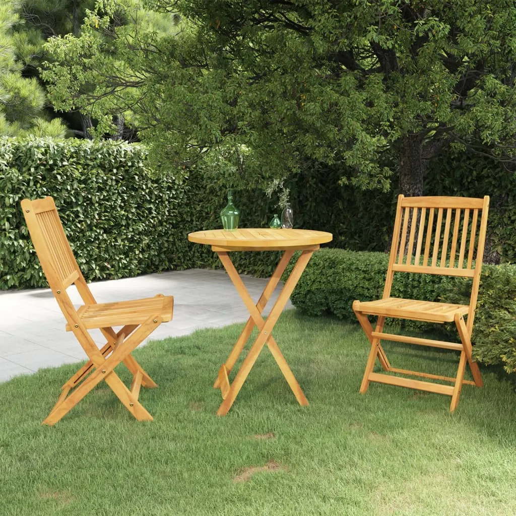 vidaXL Set da Pranzo da Giardino 3 pz Pieghevole in Massello di Acacia