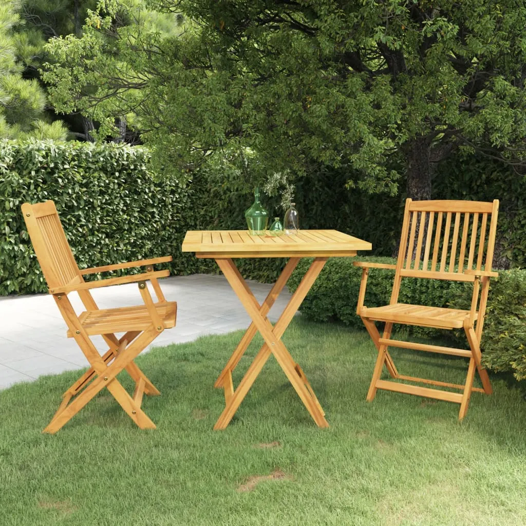 vidaXL Set da Pranzo da Giardino 3 pz Pieghevole in Massello di Acacia