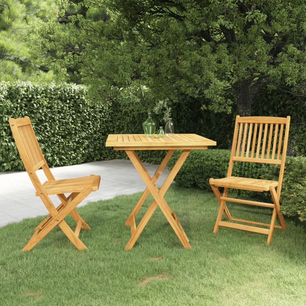 vidaXL Set da Pranzo da Giardino 3 pz Pieghevole in Massello di Acacia