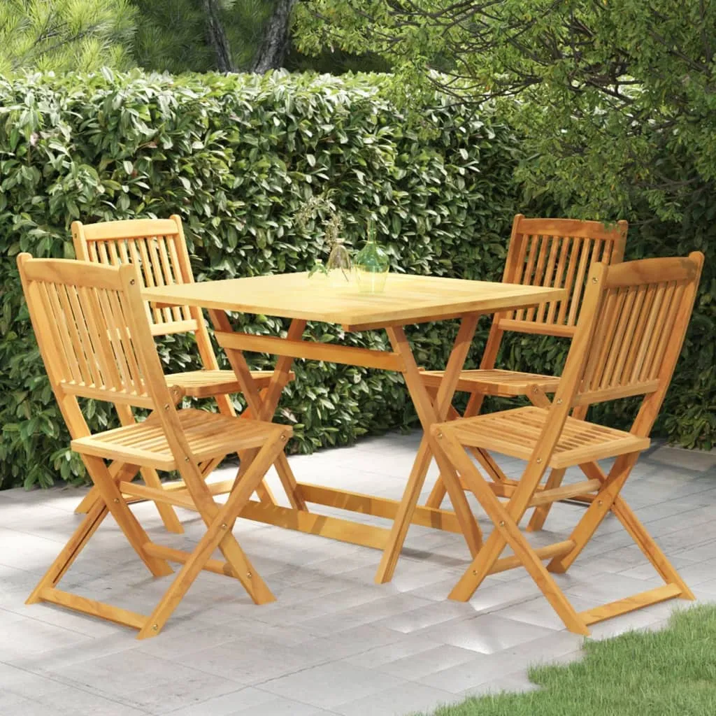 vidaXL Set da Pranzo da Giardino 5 pz Pieghevole in Massello di Acacia