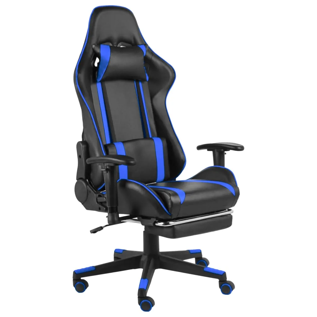 vidaXL Sedia da Gaming Girevole con Poggiapiedi Blu in PVC