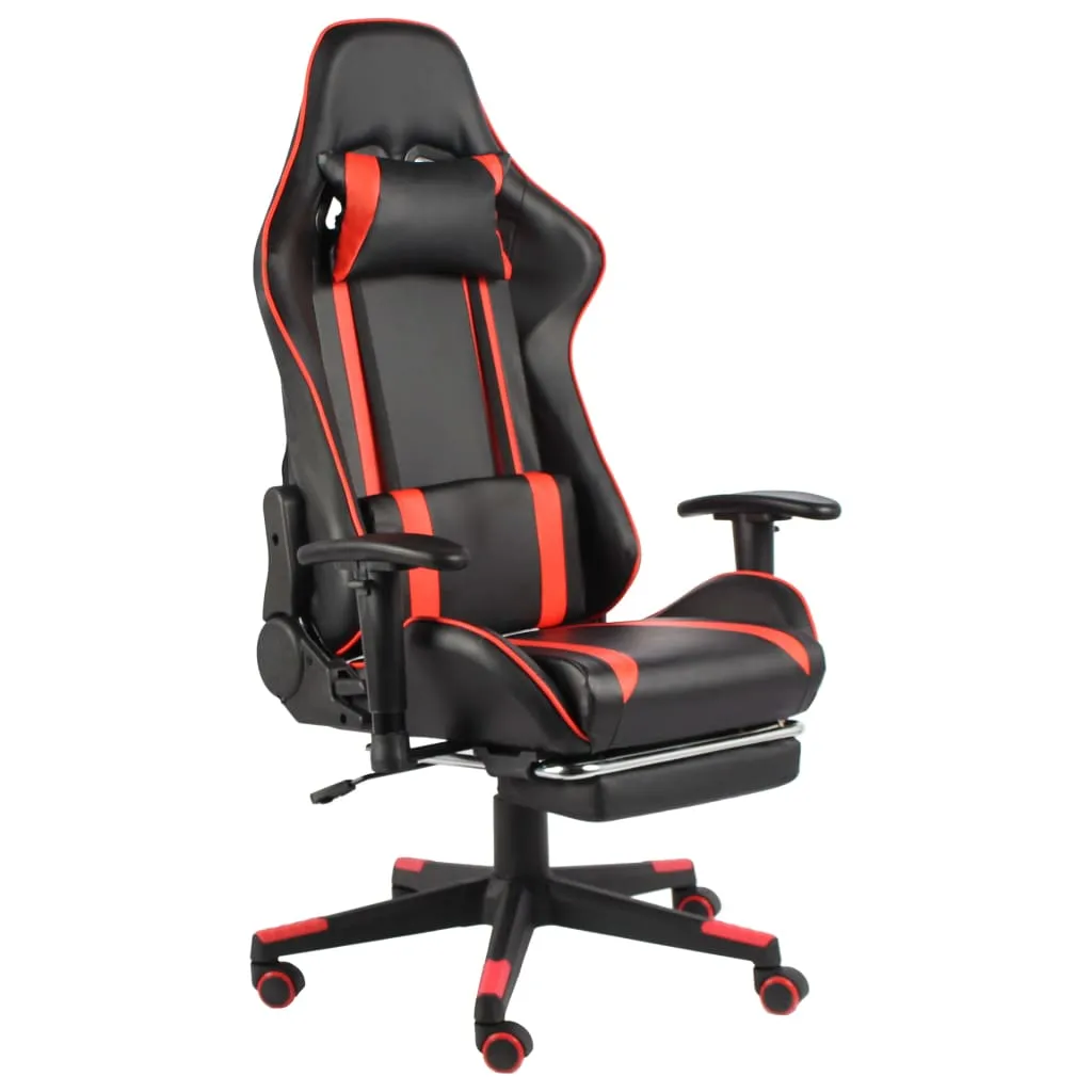 vidaXL Sedia da Gaming Girevole con Poggiapiedi Rossa in PVC