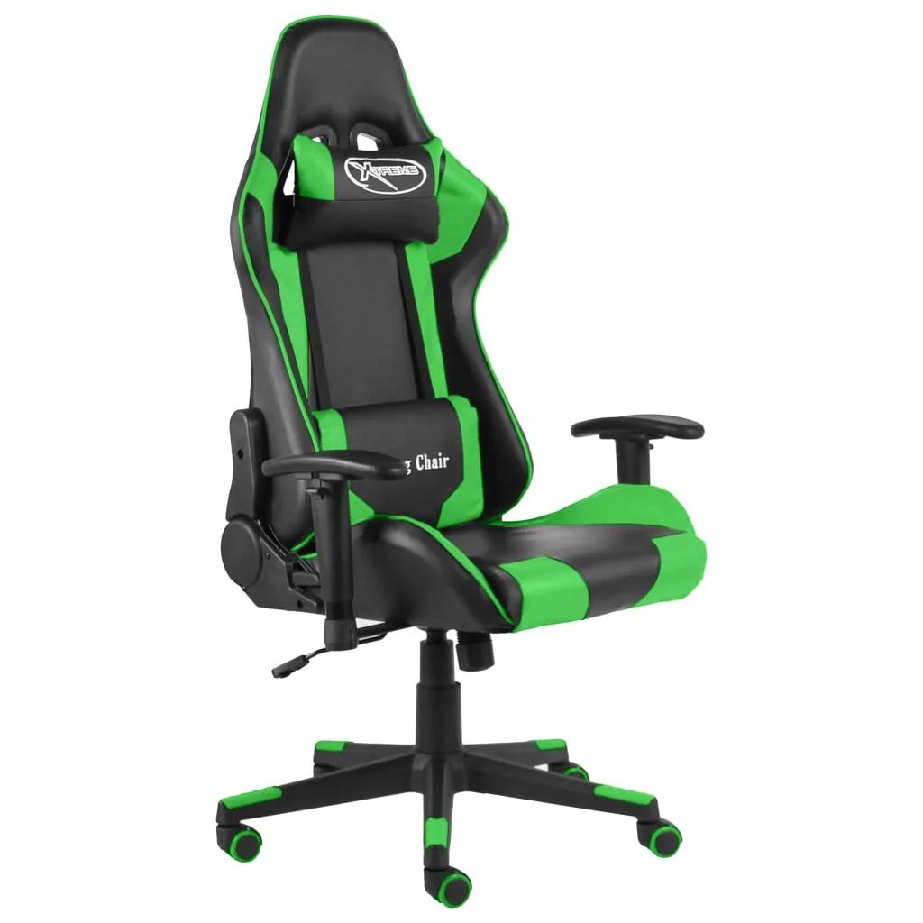 vidaXL Sedia da Gaming Girevole Verde in PVC