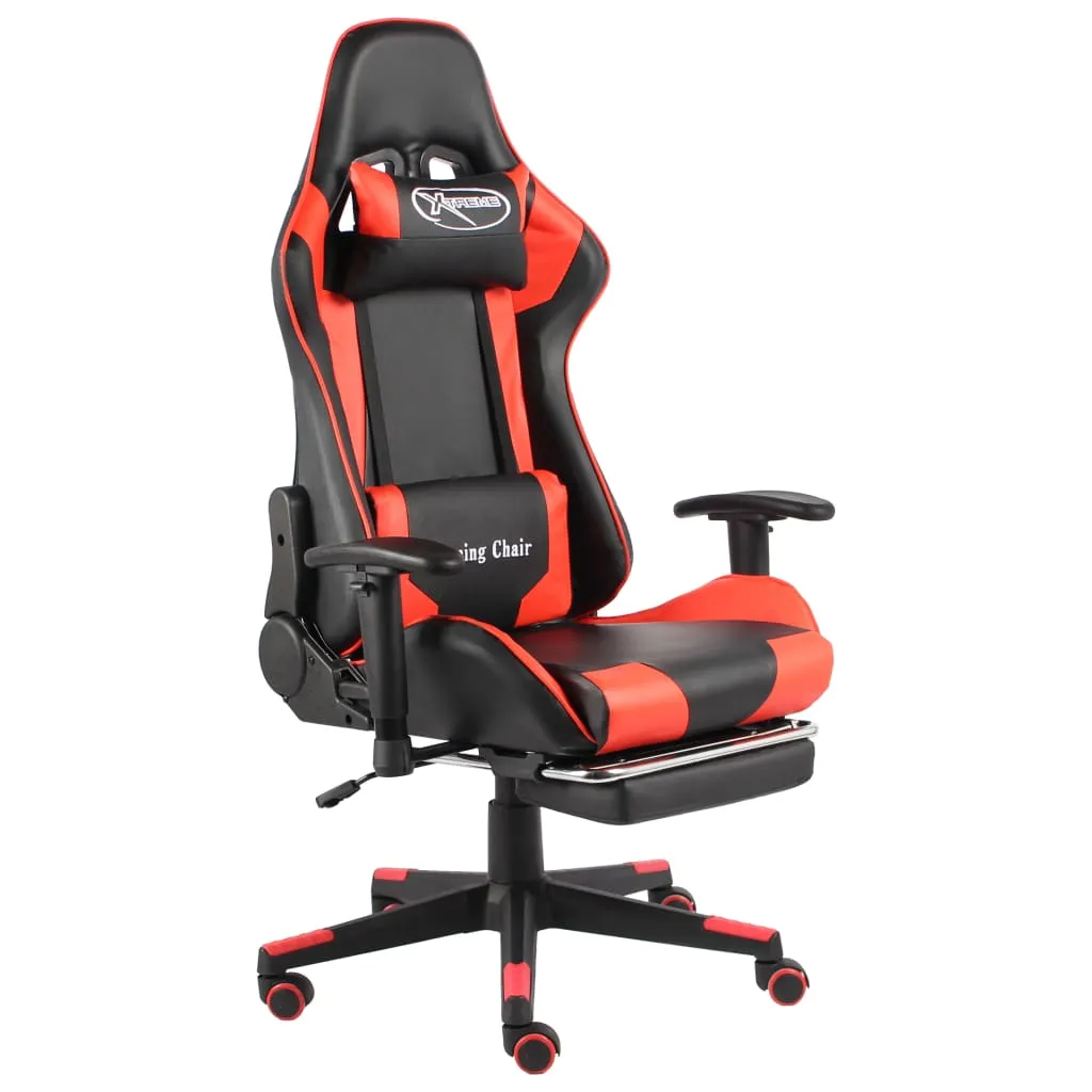 vidaXL Sedia da Gaming Girevole con Poggiapiedi Rossa in PVC