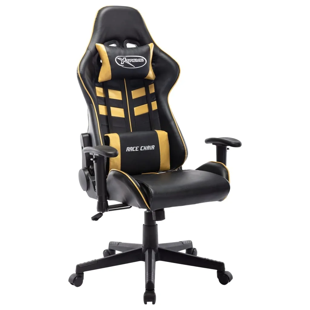 vidaXL Sedia da Gaming Nera e Oro in Similpelle