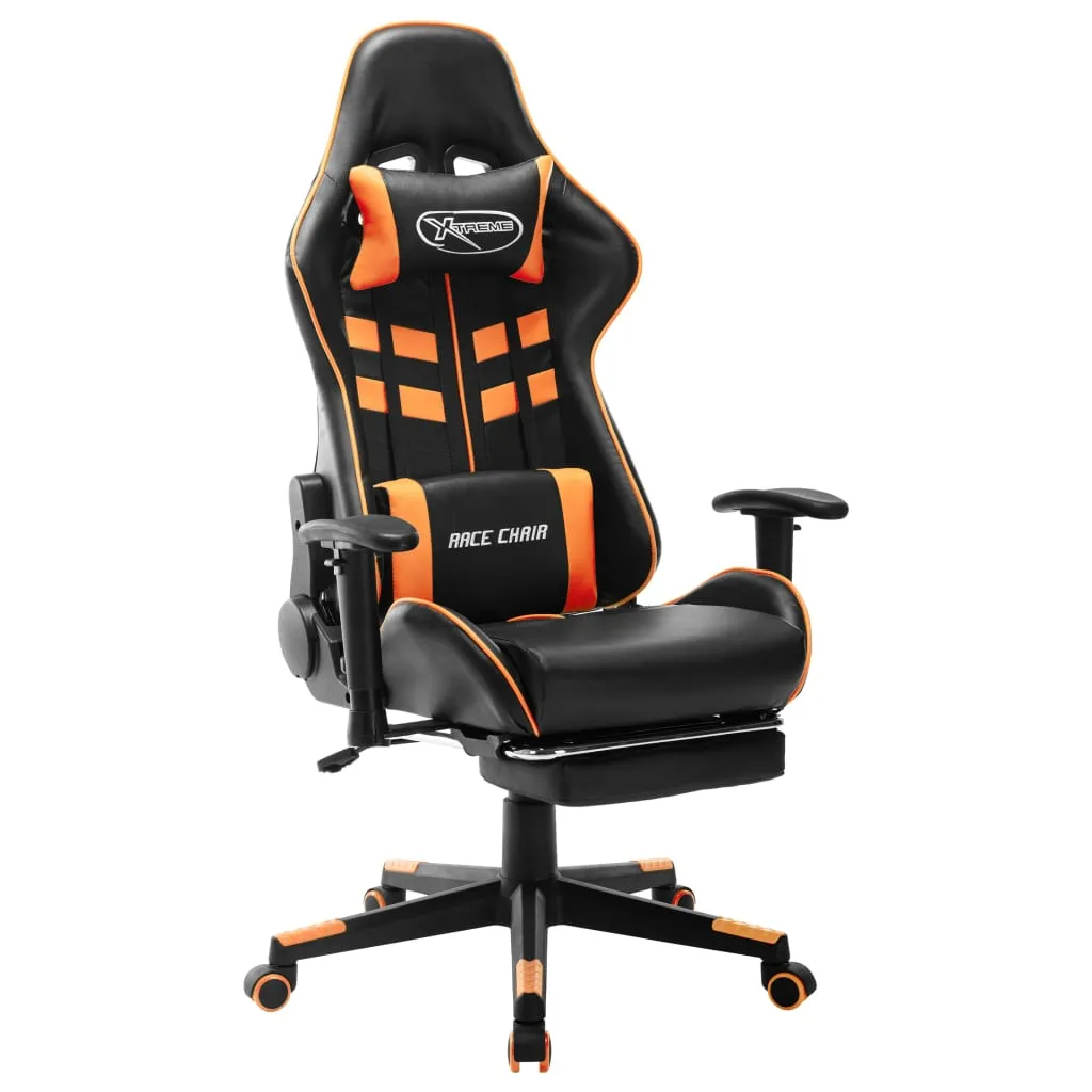 vidaXL Sedia da Gaming con Poggiapiedi Nera e Arancione in Similpelle