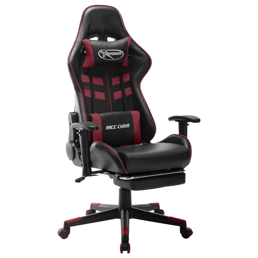 vidaXL Sedia da Gaming con Poggiapiedi Nera e Rosso Vino in Similpelle