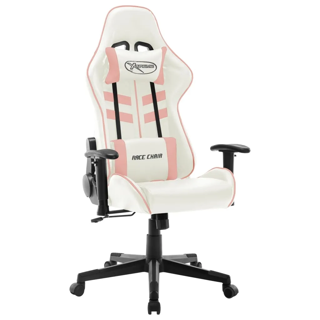 vidaXL Sedia da Gaming Bianca e Rosa in Similpelle