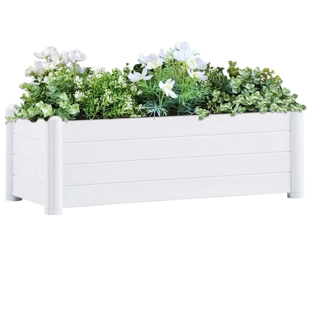 vidaXL Letto Rialzato da Giardino in PP Bianco 100x43x35 cm