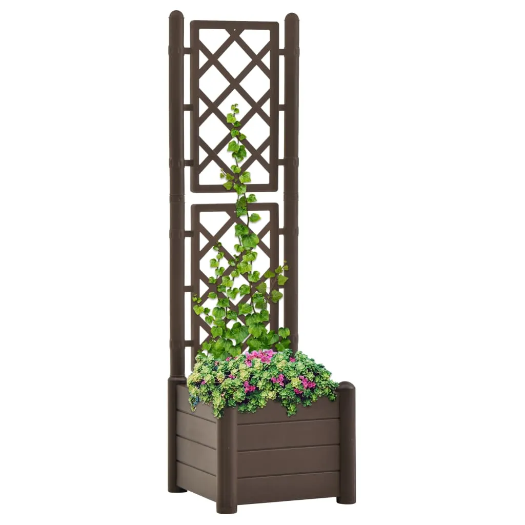 vidaXL Fioriera da Giardino con Graticcio 43x43x142 cm PP Mocca