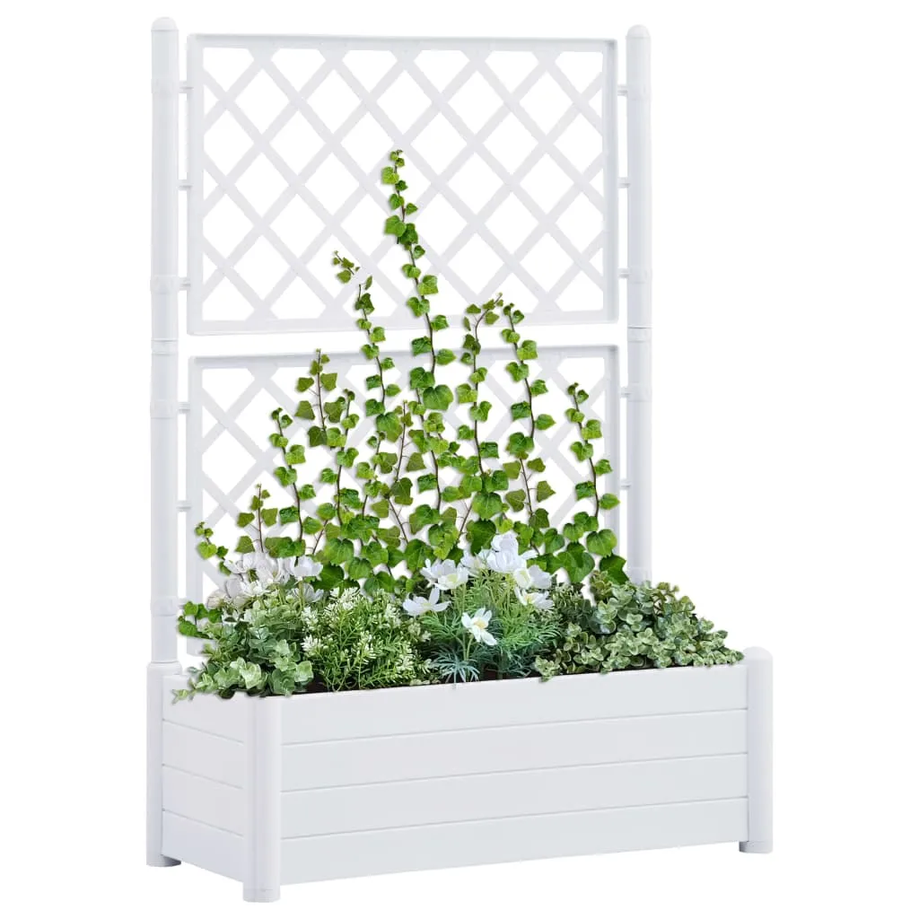 vidaXL Fioriera da Giardino con Graticcio 100x43x142 cm PP Bianco