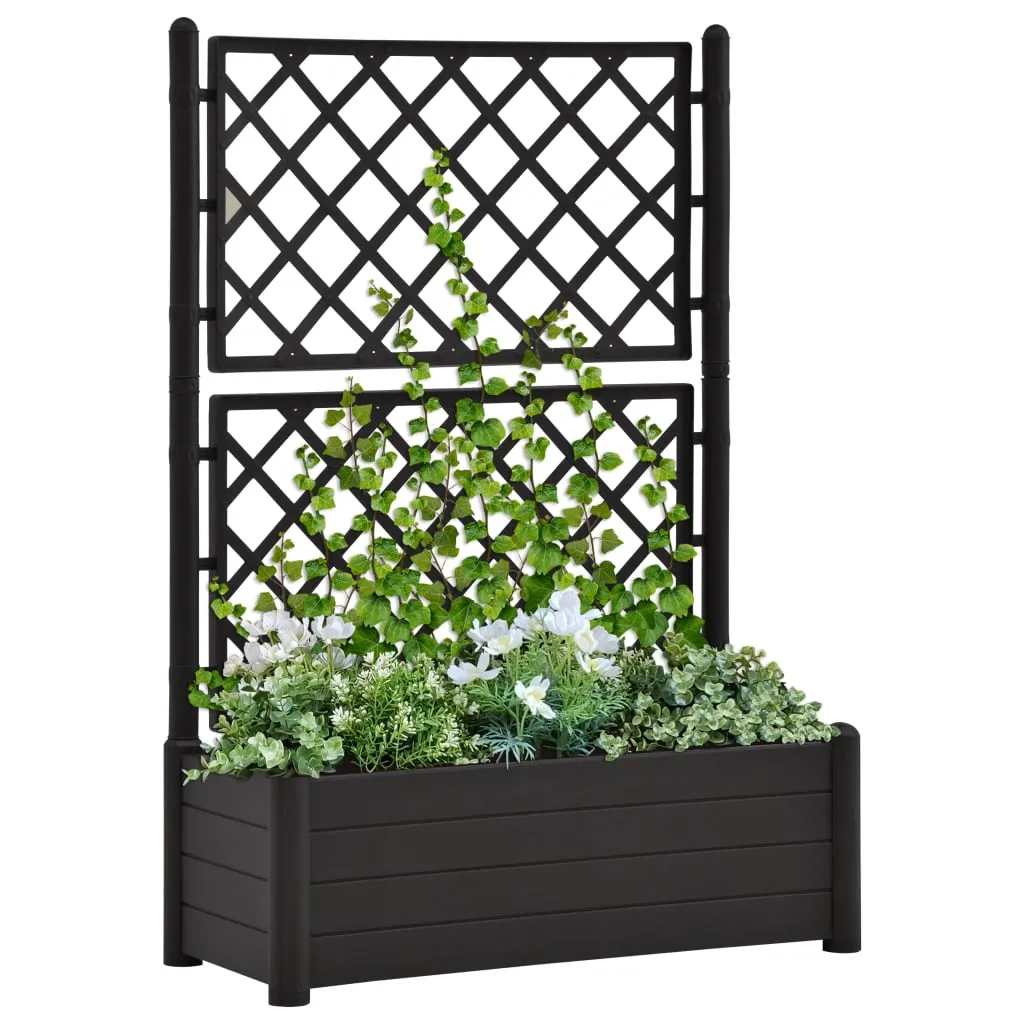 vidaXL Fioriera da Giardino con Graticcio 100x43x142 cm PP Antracite