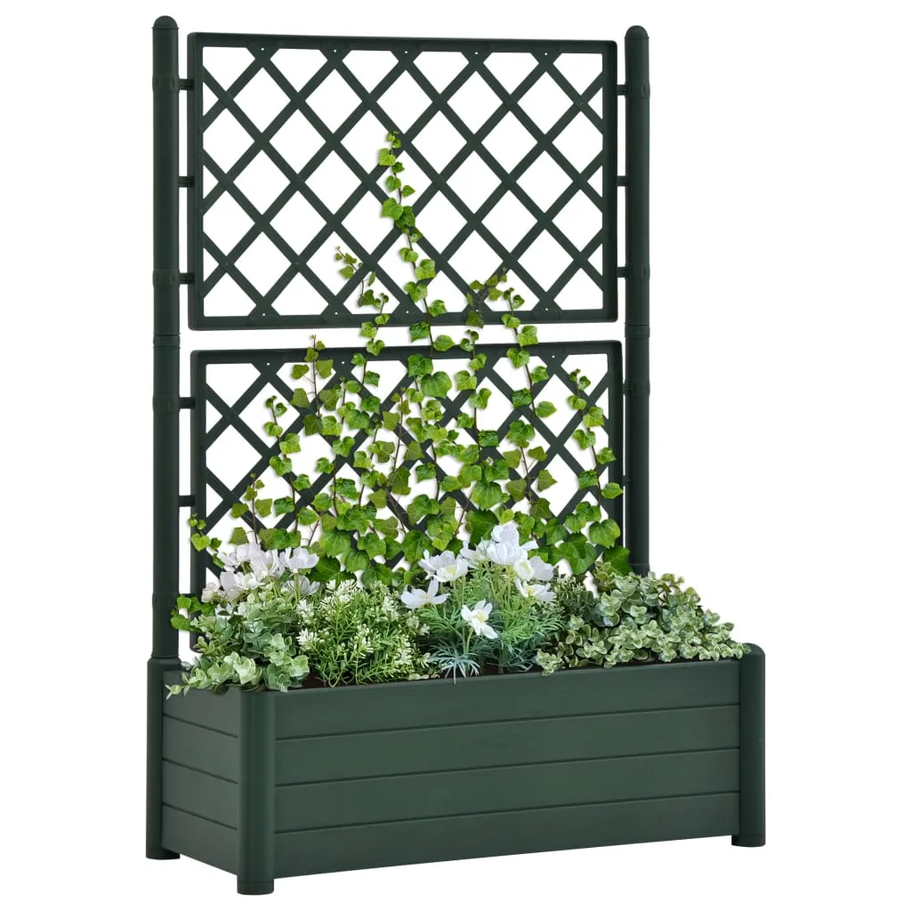 vidaXL Fioriera da Giardino con Graticcio 100x43x142 cm PP Verde