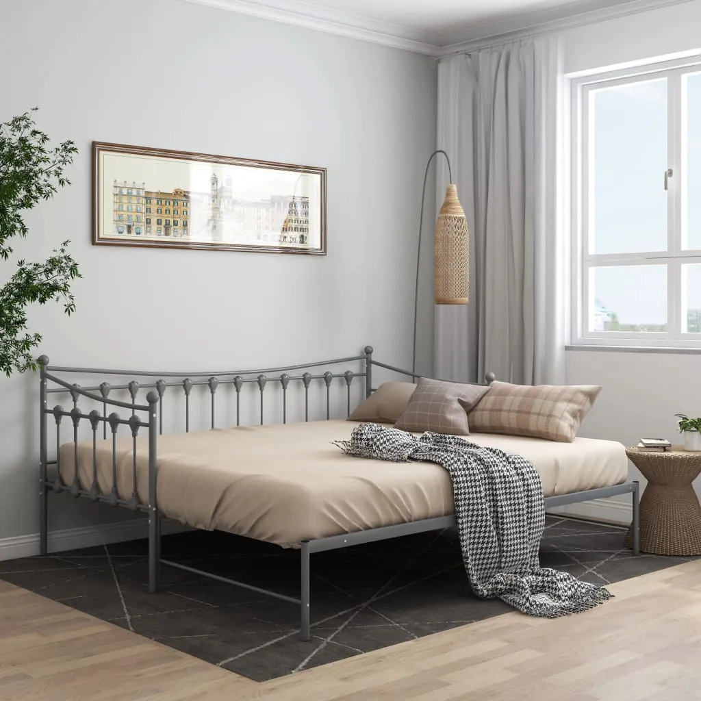 vidaXL Telaio Divano Letto Estraibile Grigio in Metallo 90x200 cm