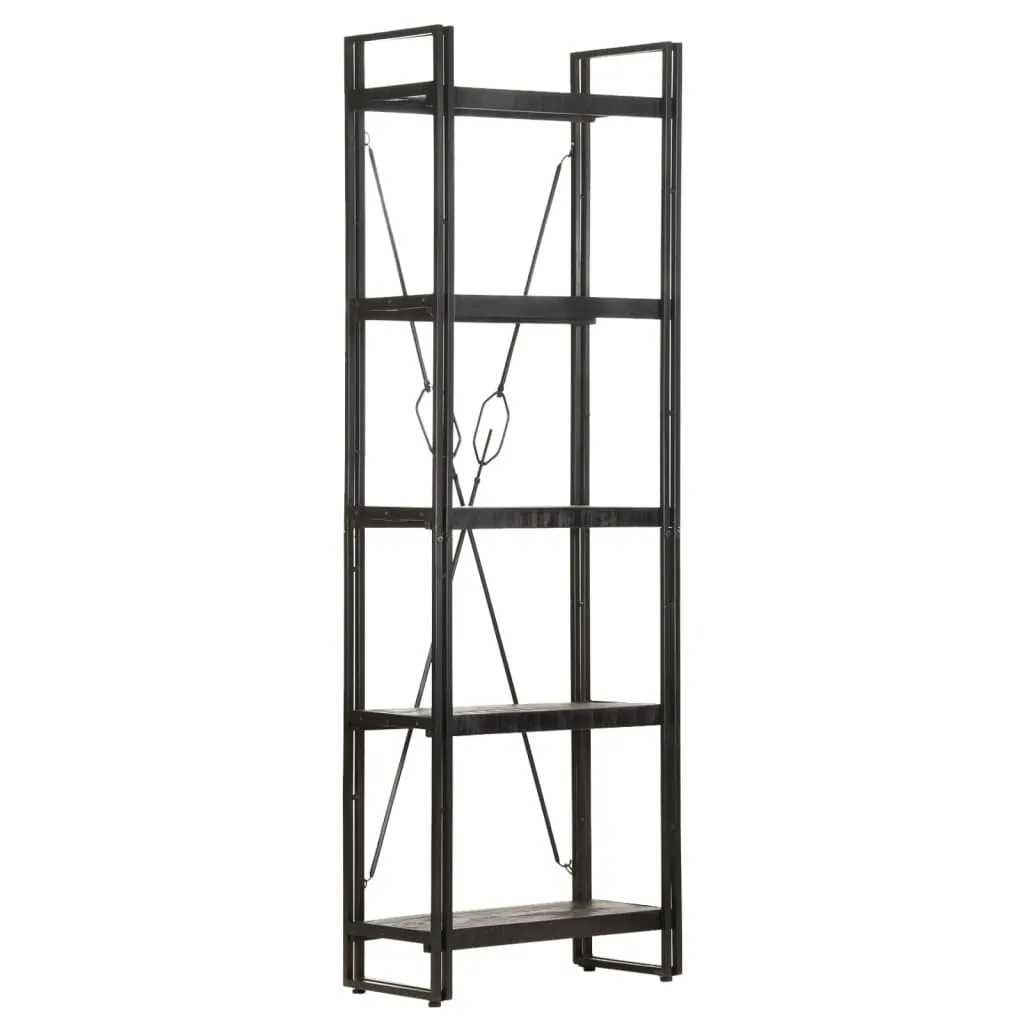 vidaXL Libreria a 5 Ripiani 60x30x180 cm Nero Legno Massello di Mango