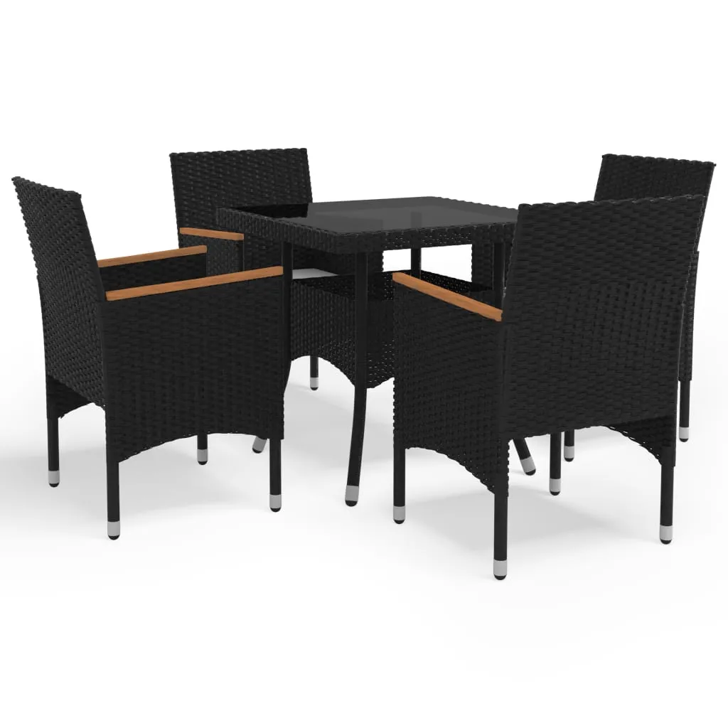 vidaXL Set Mobili da Pranzo per Giardino 5 pz Nero Polyrattan e Acacia