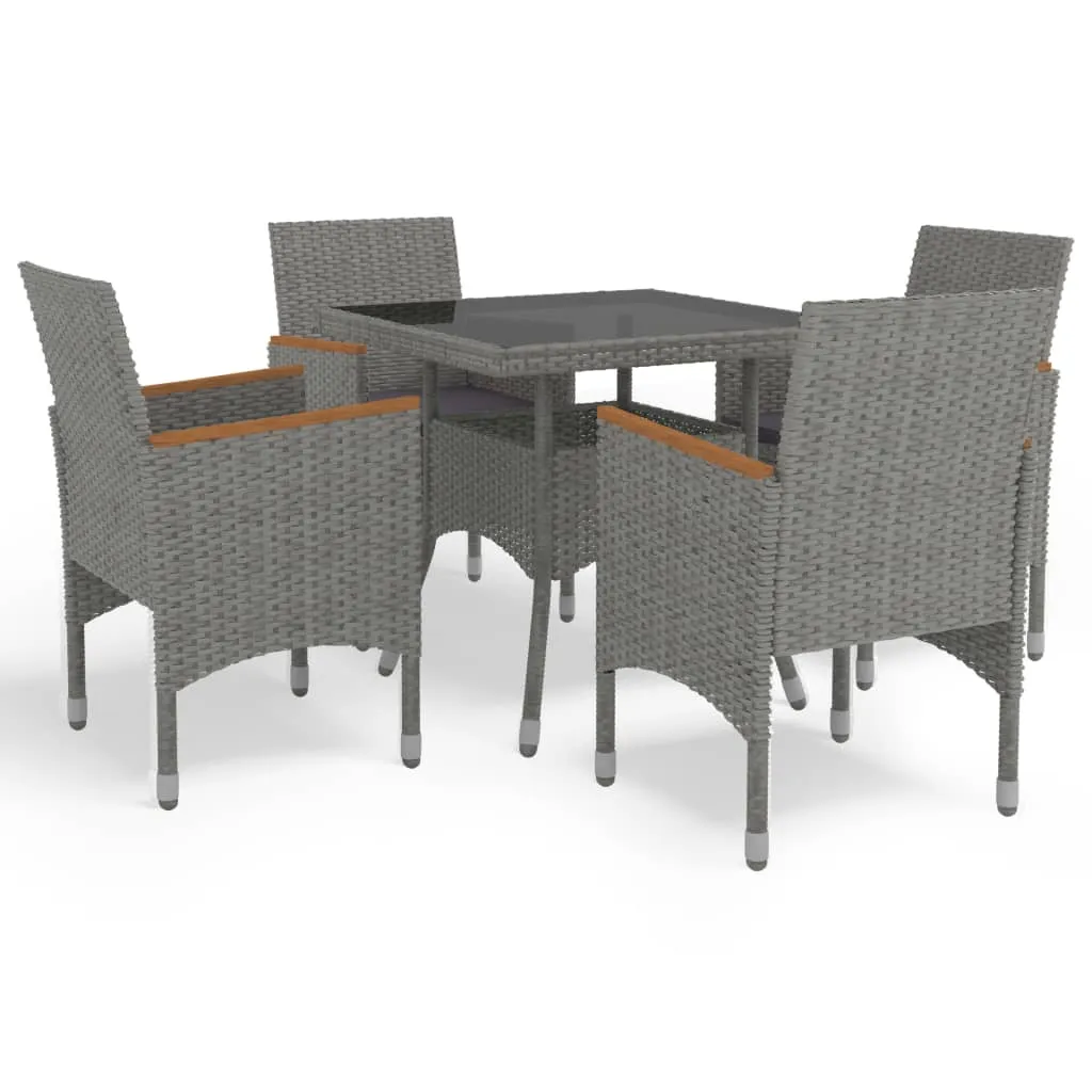 vidaXL Set Mobili da Pranzo da Giardino 5 pz Grigio Polyrattan Acacia