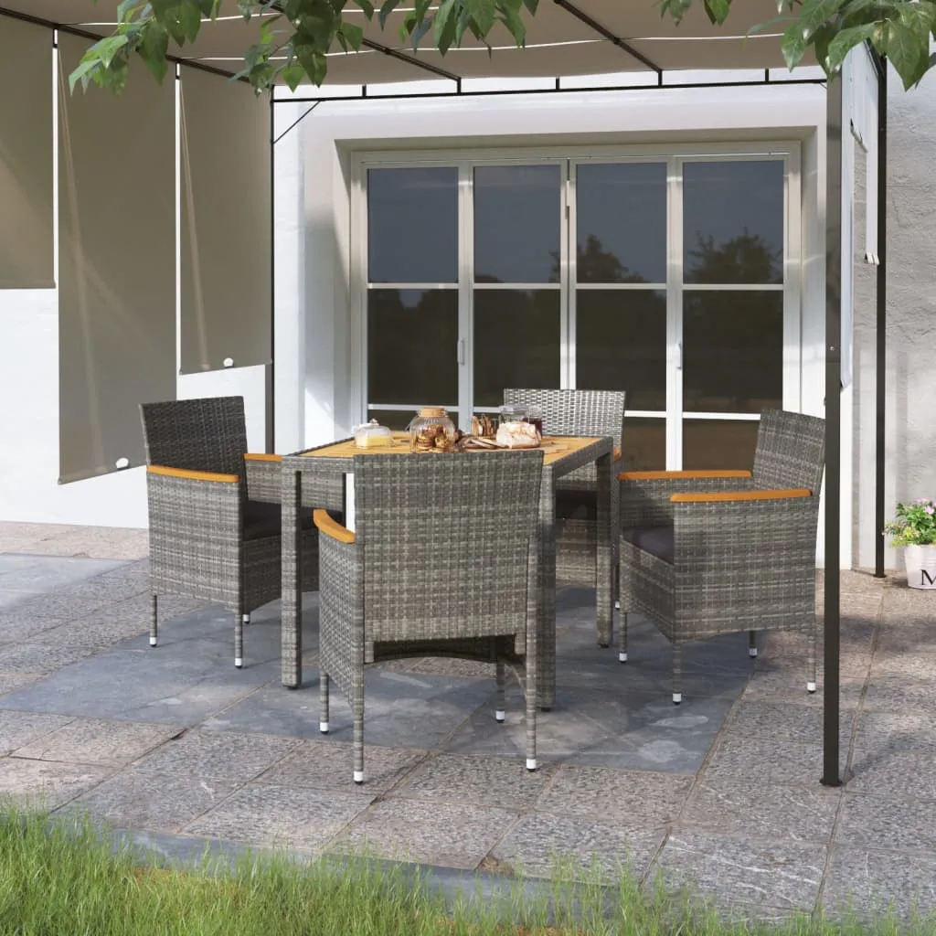 vidaXL Set da Pranzo Giardino 5 pz Polyrattan e Massello Acacia Grigio