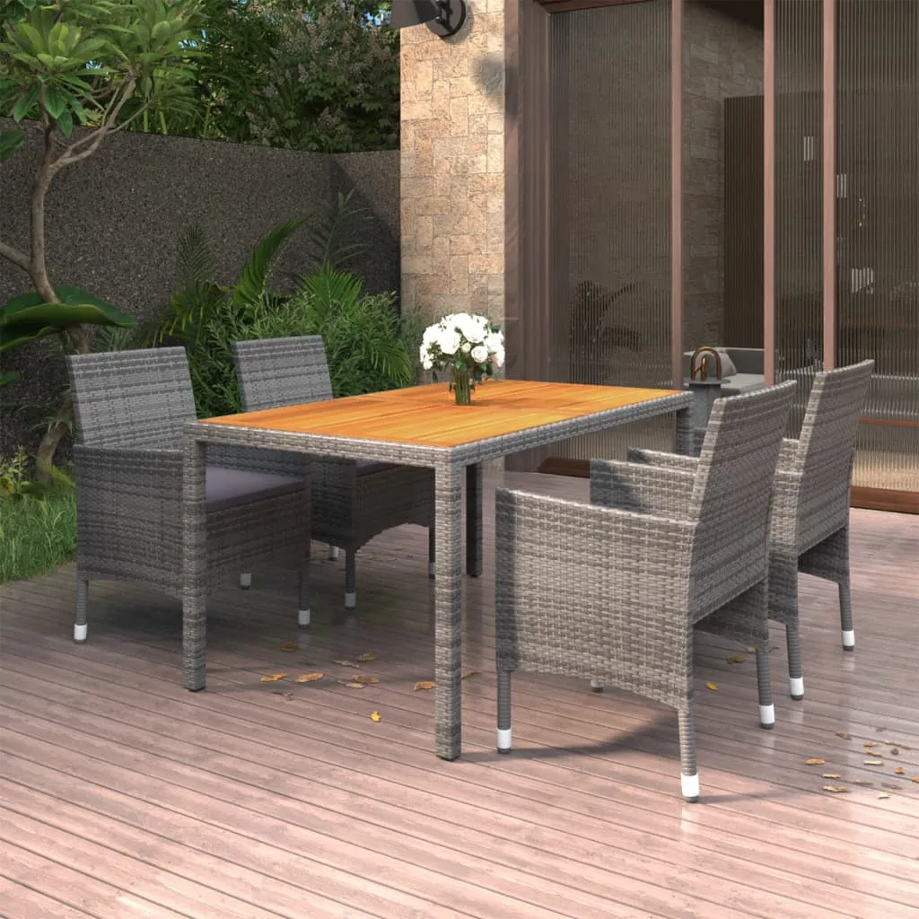 vidaXL Set da Pranzo per Giardino 5 pz in Polyrattan Grigio