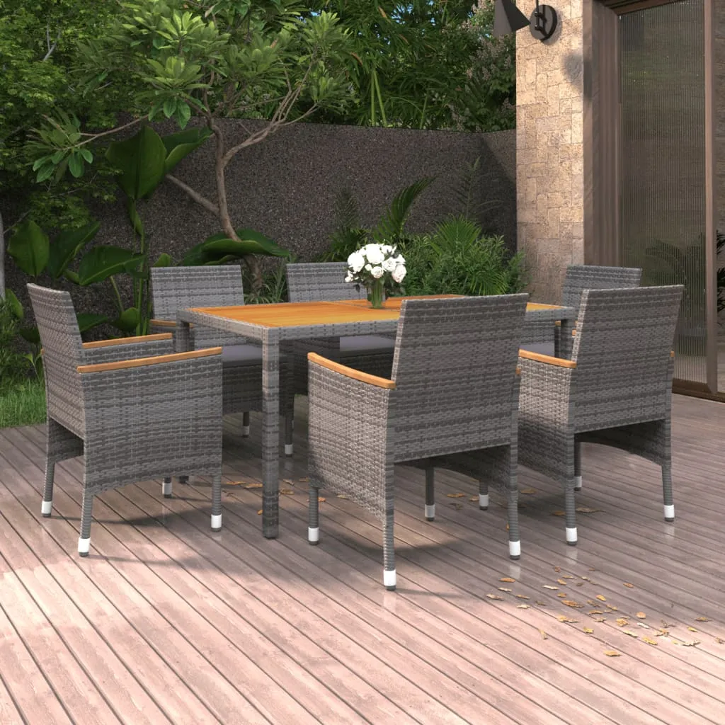 vidaXL Set Mobili da Pranzo per Giardino 7 pz in Polyrattan Grigio