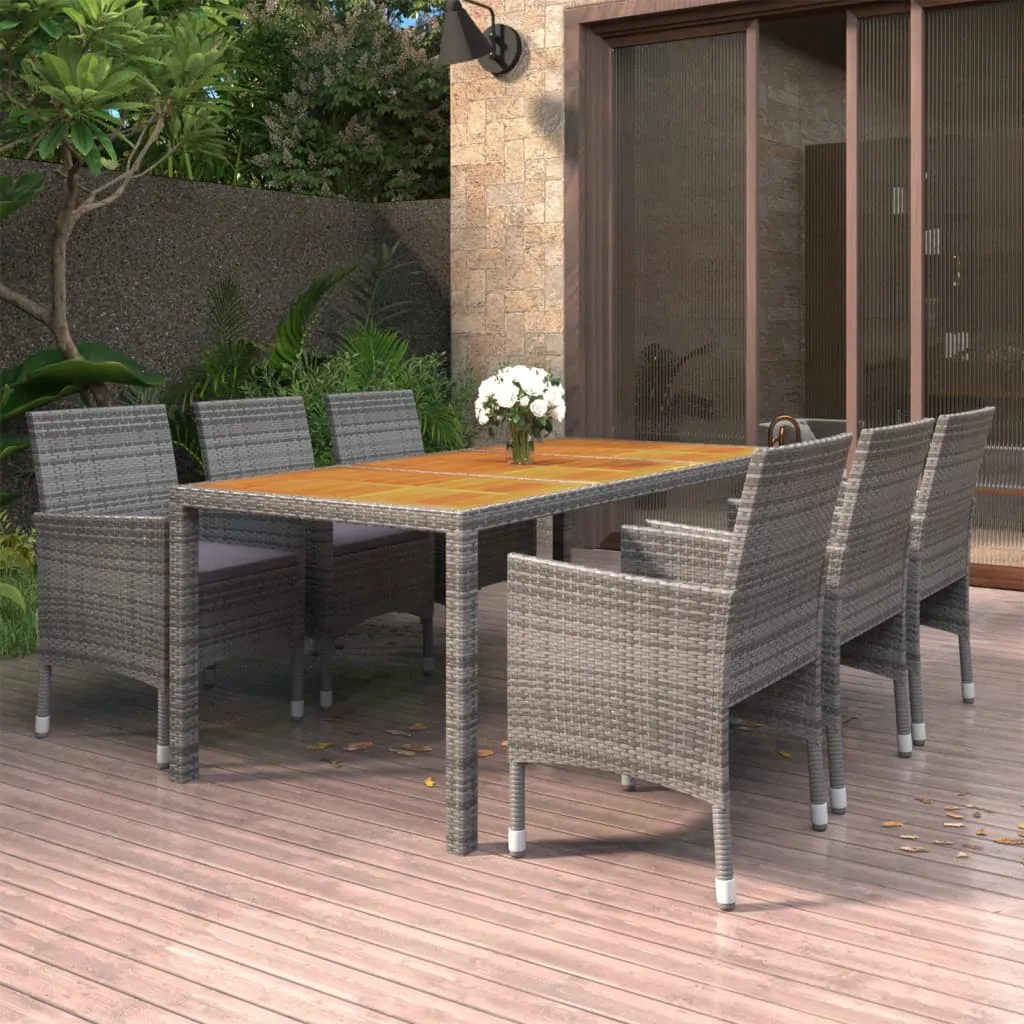 vidaXL Set da Pranzo per Giardino 7 pz in Polyrattan Grigio