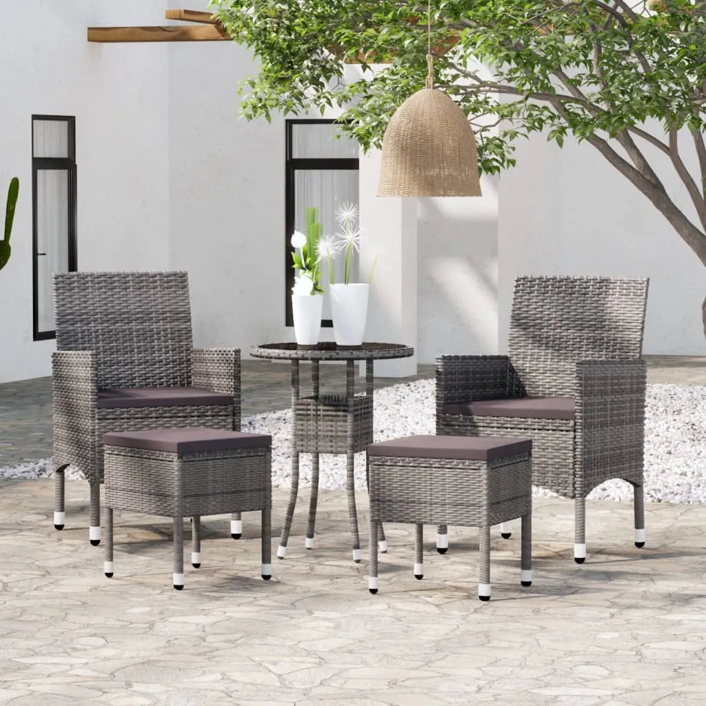 vidaXL Set Divani da Giardino 5 pz in Polyrattan Grigio