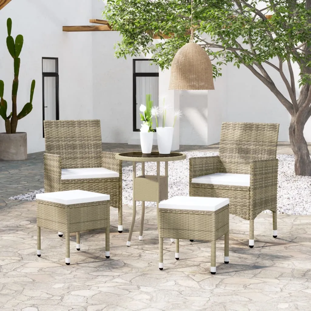 vidaXL Set Divani da Giardino 5 pz in Polyrattan Beige